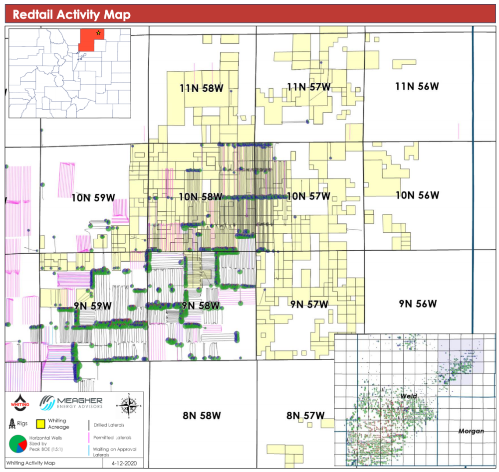 Meagher Energy Advisors Marketed Map - Whiting Petroleum Redtail Assets Weld County Colorado