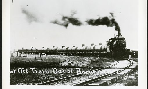 The first train laden with crude oil from Cherokee territory