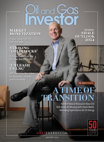 Oil and Gas Investor January 2024 cover featuring Pioneer Natural Resources CEO Rich Dealy.