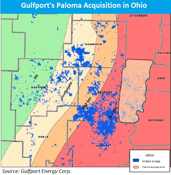 Gulfport, Paloma, EnCap, Utica, shale, Ohio, map