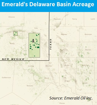 Emerald Oil, acquisition, Delaware Basin, New Mexico, acreage, map
