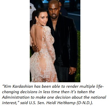 Kim Kardashian, Kanye West, faster, Keystone, pipeline, rejection, Heidi Heitkamp