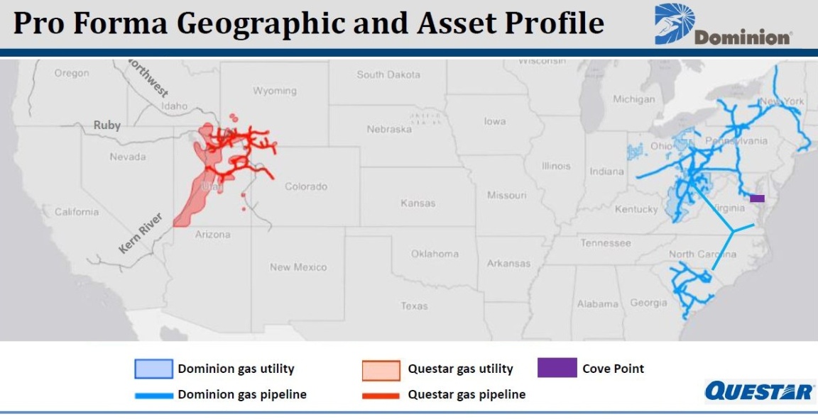 Dominion, Questar, geography, map, gas, utility, pipeline, acquire, takeover