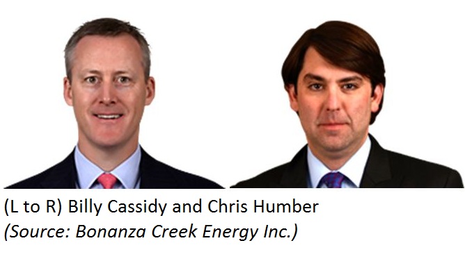 Billy Cassidy, Chris Humber, CFO, general counsel, Bonanza Creek Energy, staff, reduction, reorganization