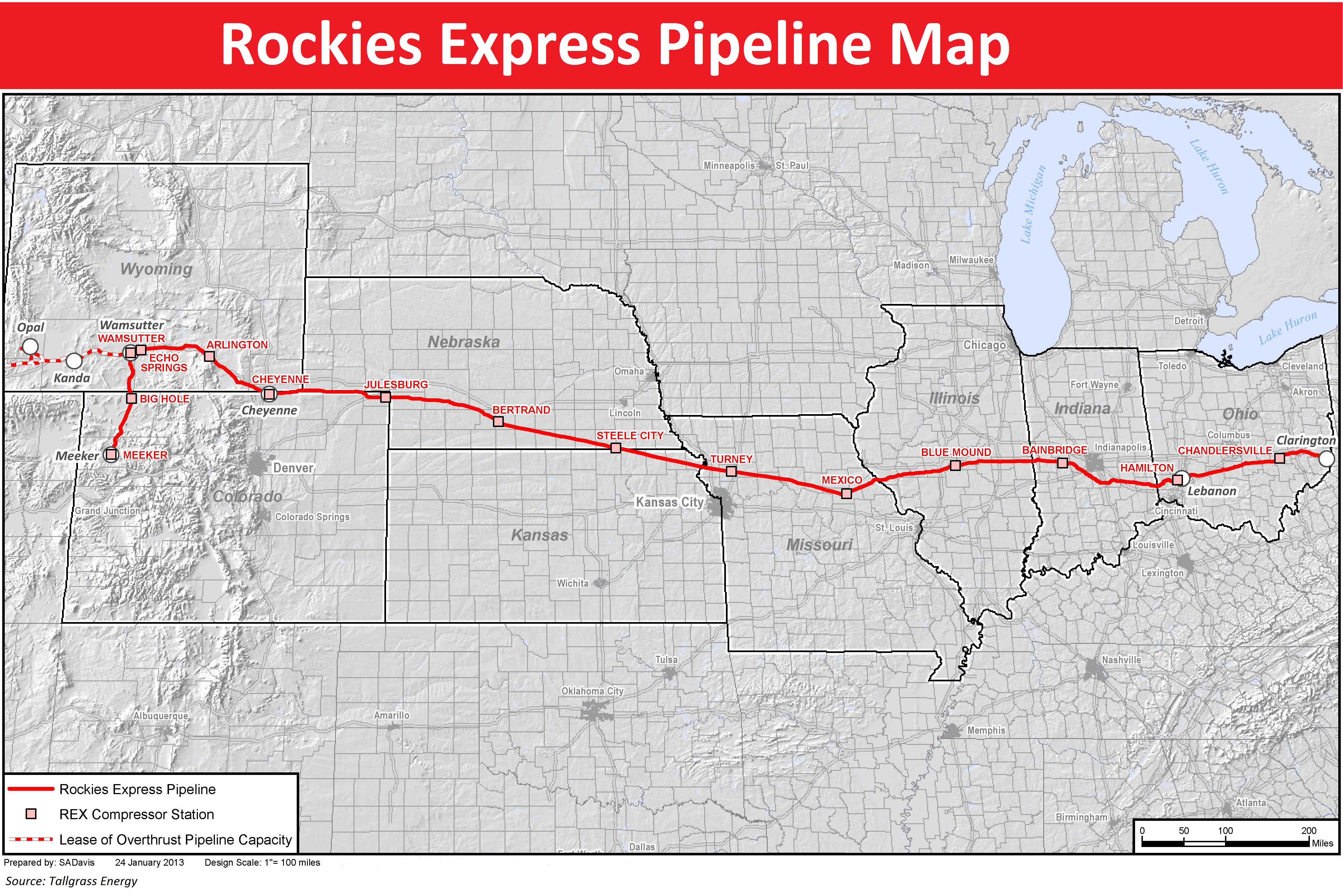 REX, system, map, Rockies Express, pipeline, Tallgrass