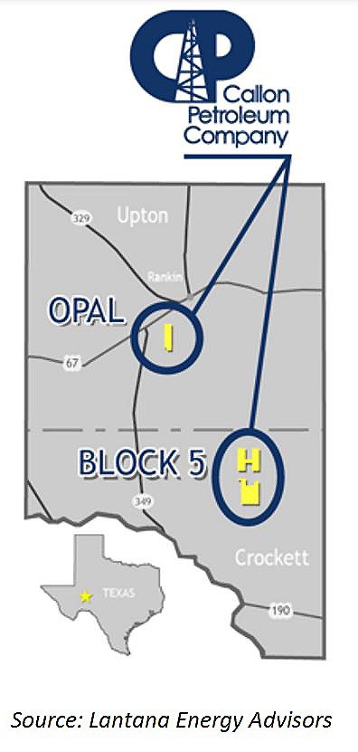 Callon Petroleum, Texas, Permian, Midland Basin, Wolfcamp, shale, Crockett, Upton, Lantana, Map