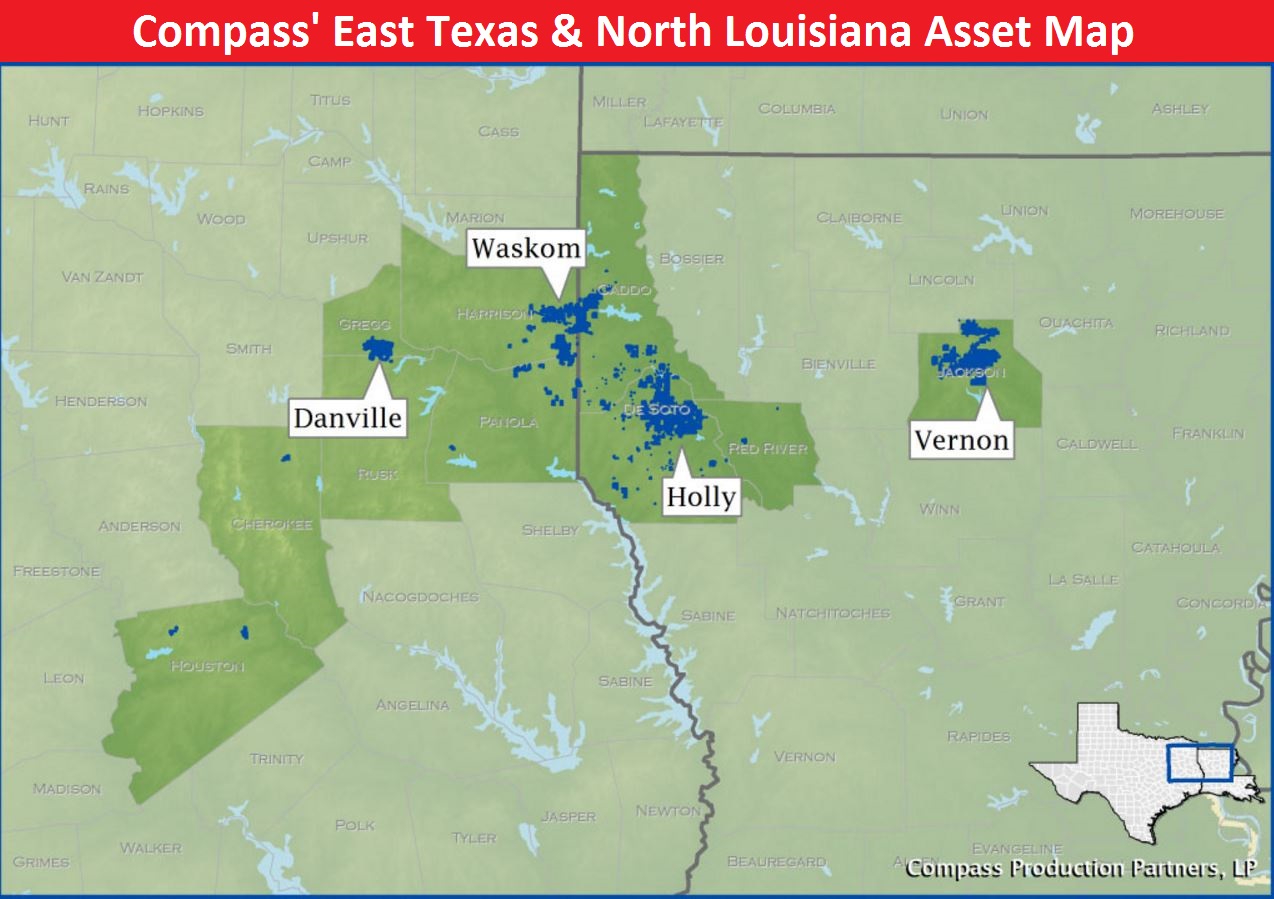 Compass Production Partners, Map, East Texas, North Louisiana