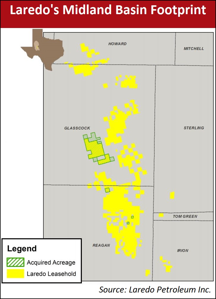 Laredo Petroleum, Midland Basin, footprint, acreage, Texas