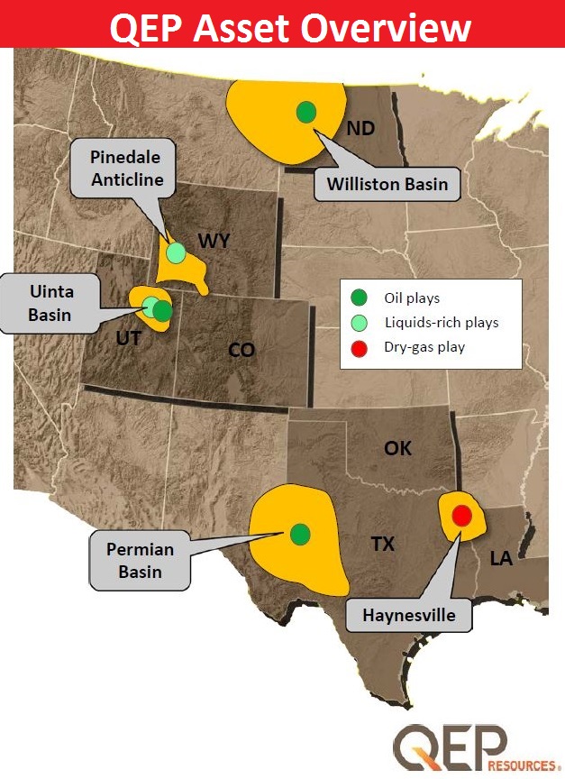 QEP Resources, oil, gas, shale, Texas, Permian Basin, asset overview, map