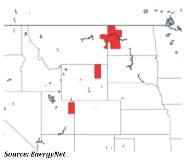Williston - Rockies Region - Montana - North Dakota - Utah - Wyoming - EnergyNet - Map