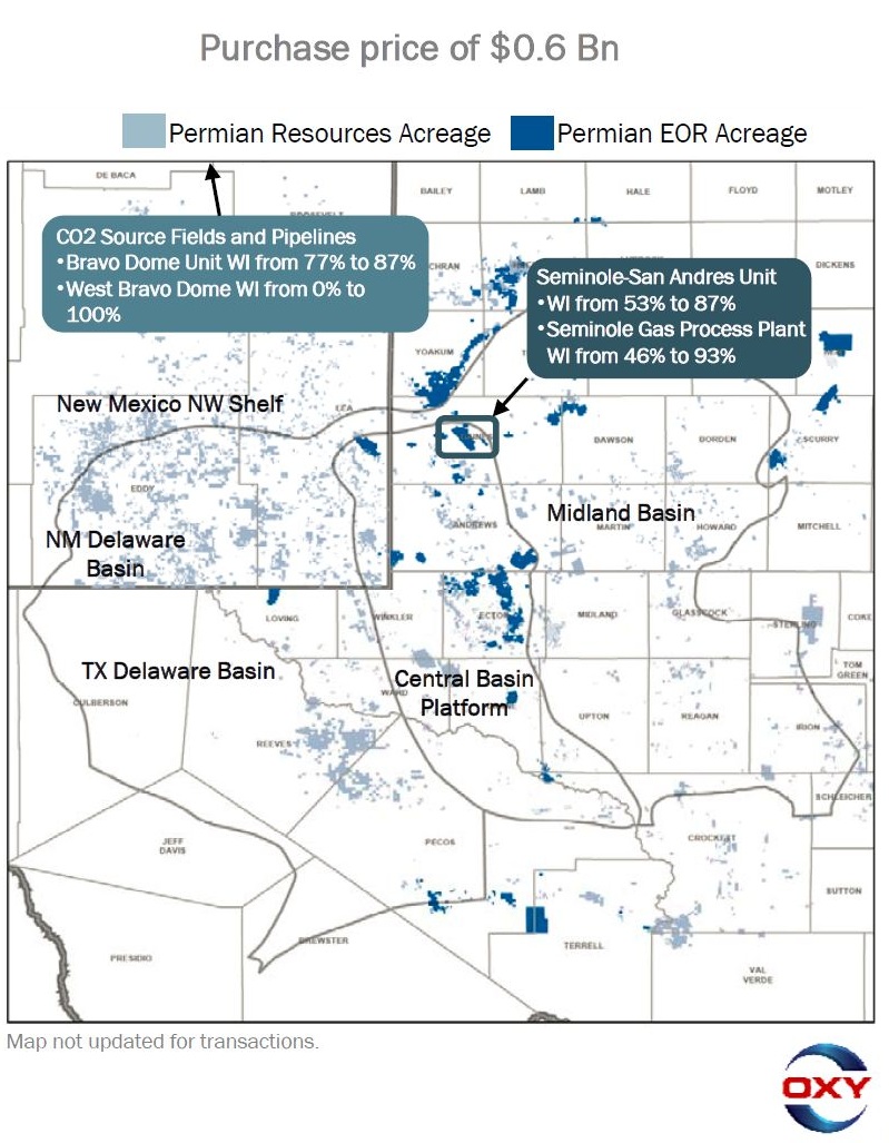 Occidental Petroleum Permian Basin EOR Acquisition Map