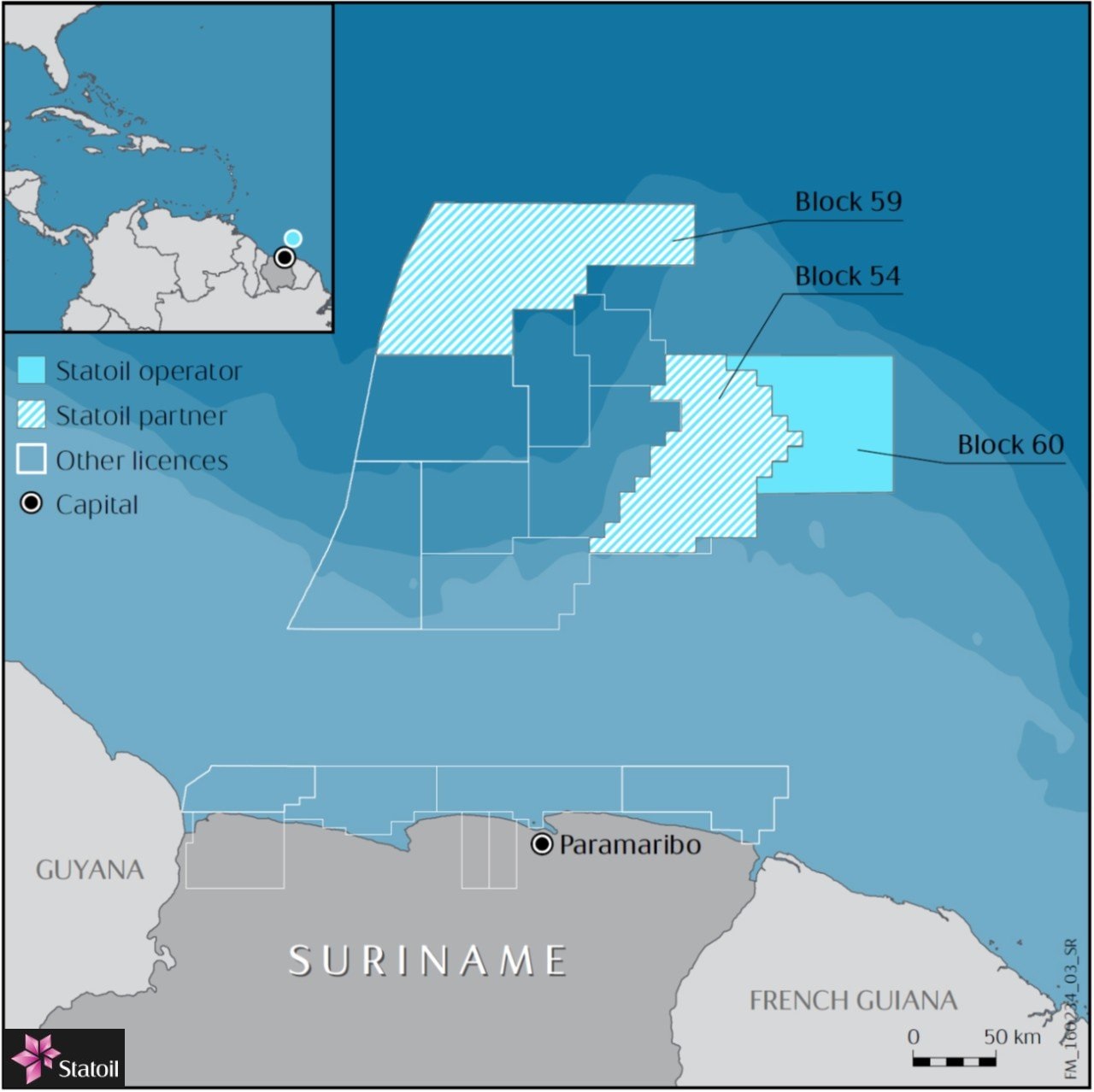 Statoil: Suriname Exploration Position Map