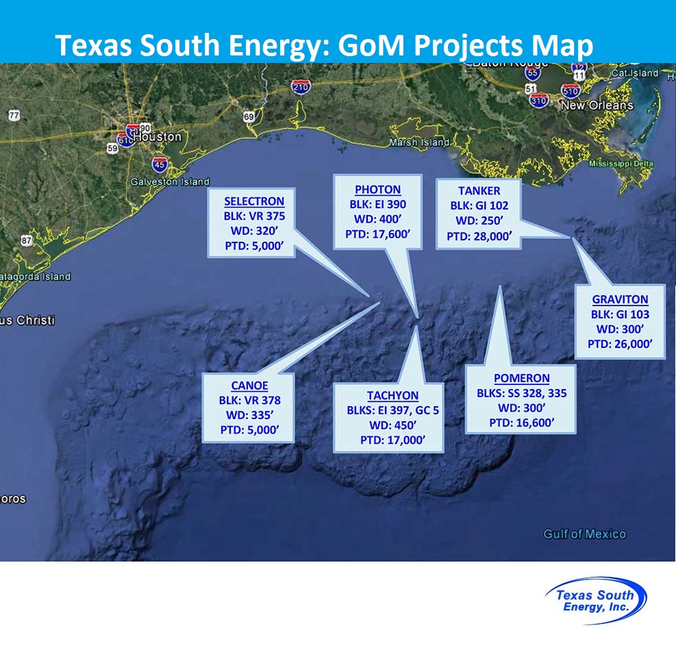 Texas South Energy: GoM Projects Map