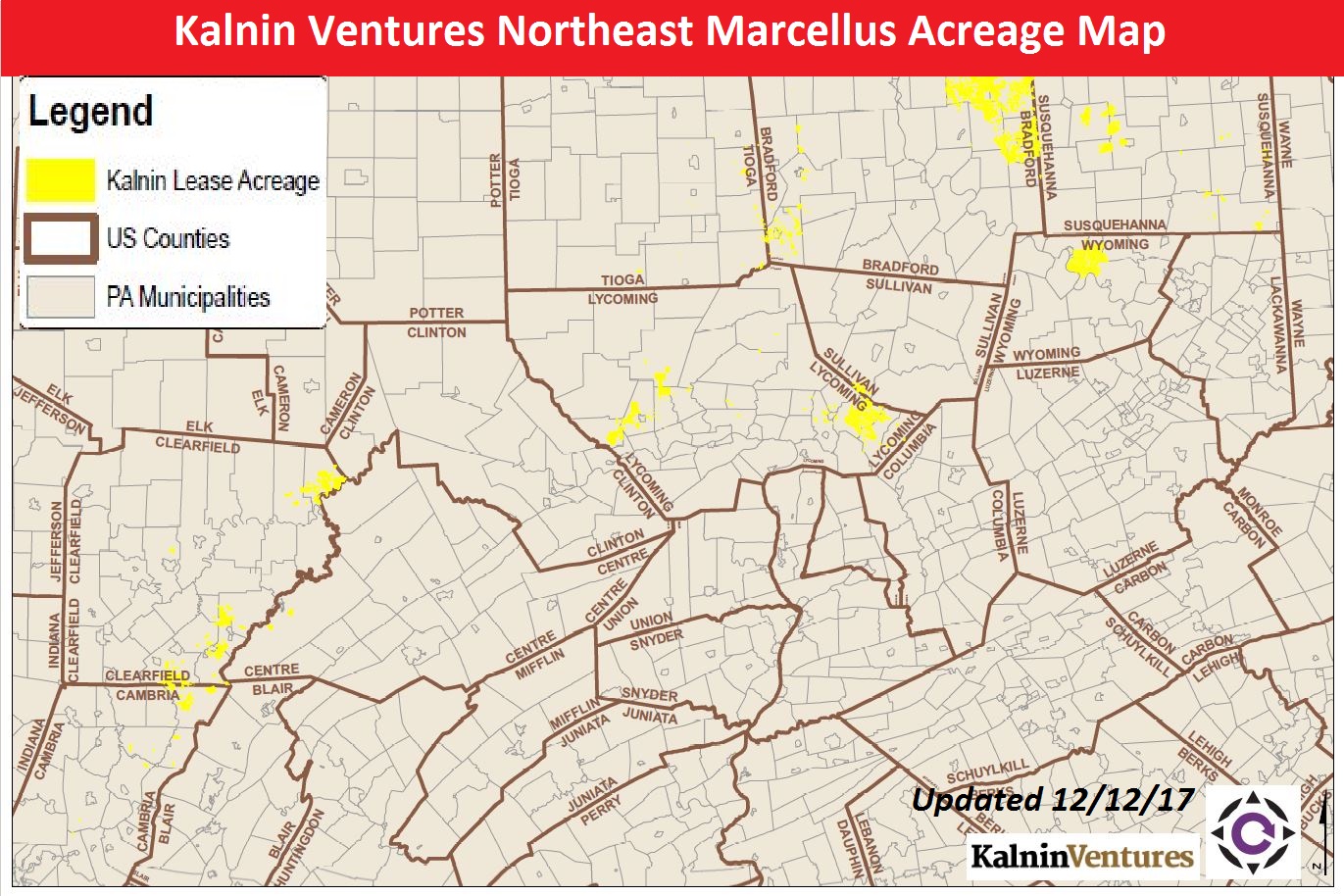 Kalnin Ventures Northeast Marcellus Acreage Map