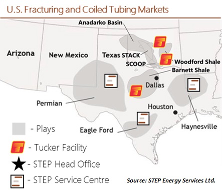 STEP Energy Services U.S. Fracturing and Coiled Tubing Markets Map
