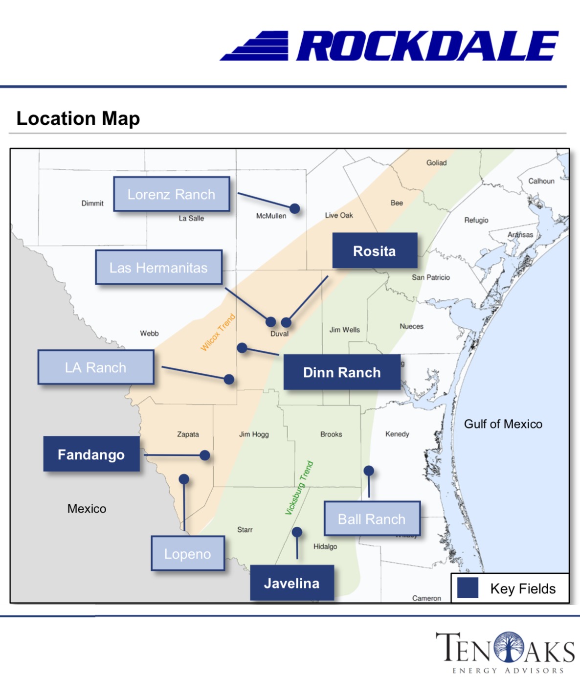 Rockdale Energy South Texas Location Map (Source: TenOaks Energy Advisors)
