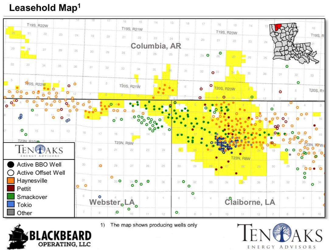 Blackbeard Operating Leasehold Map (Source: TenOaks Energy Advisors)