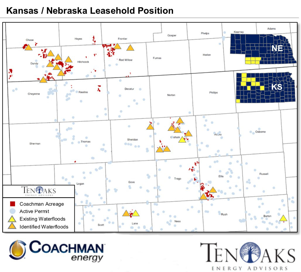 Coachman Energy Kansas Nebraska Leasehold Position (Source: TenOaks Energy Advisors)