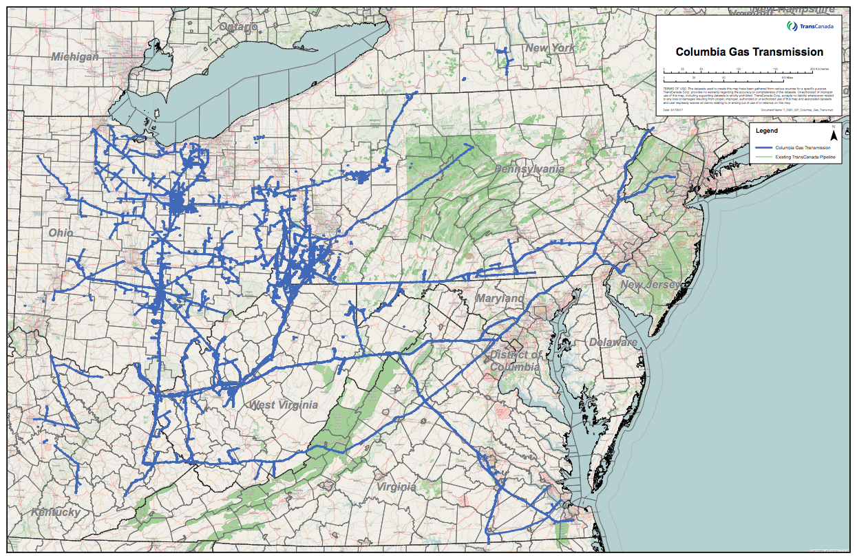 Columbia Gas Transmission Map (Source: TransCanada)