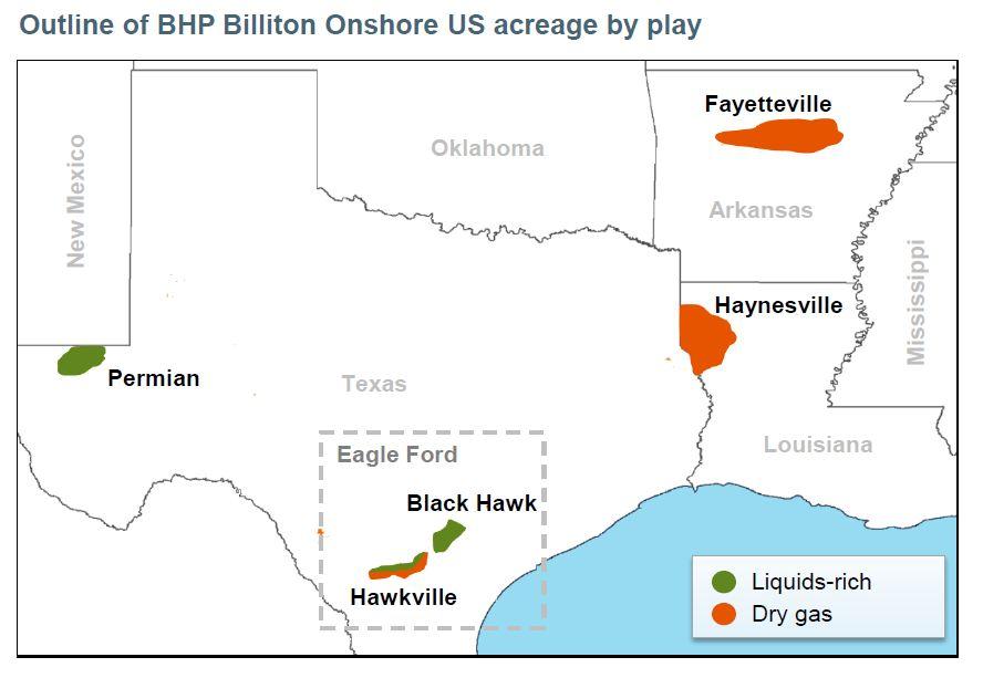 BHP Billiton U.S. Shale Asset Map