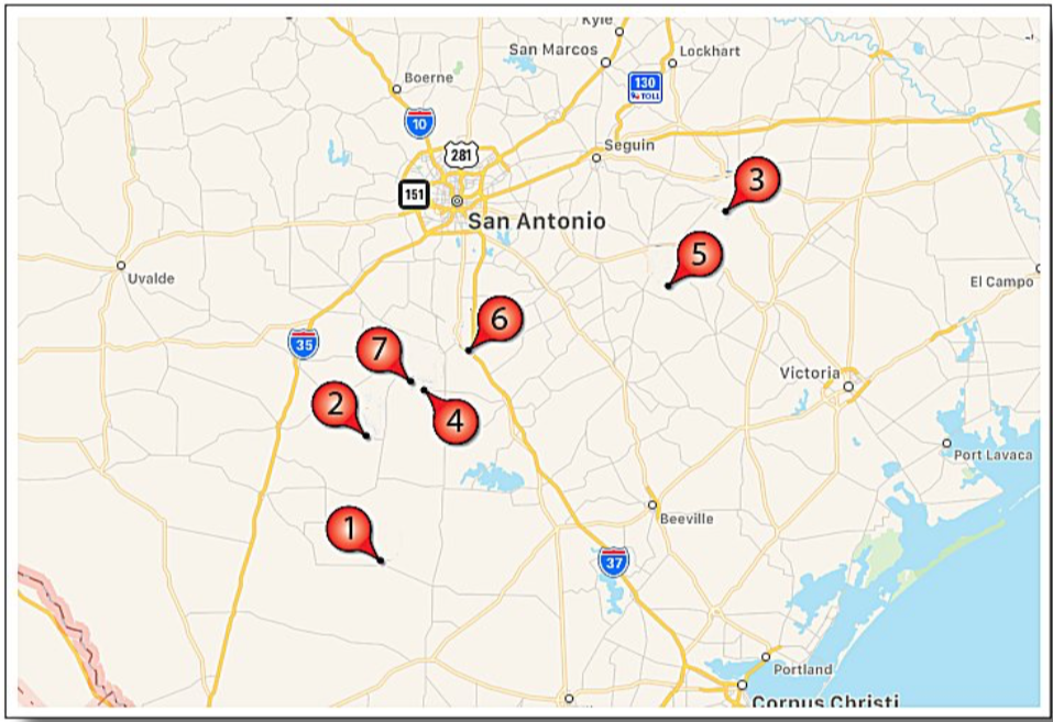Eagle Ford Activity Highlights Map (Source: Google)