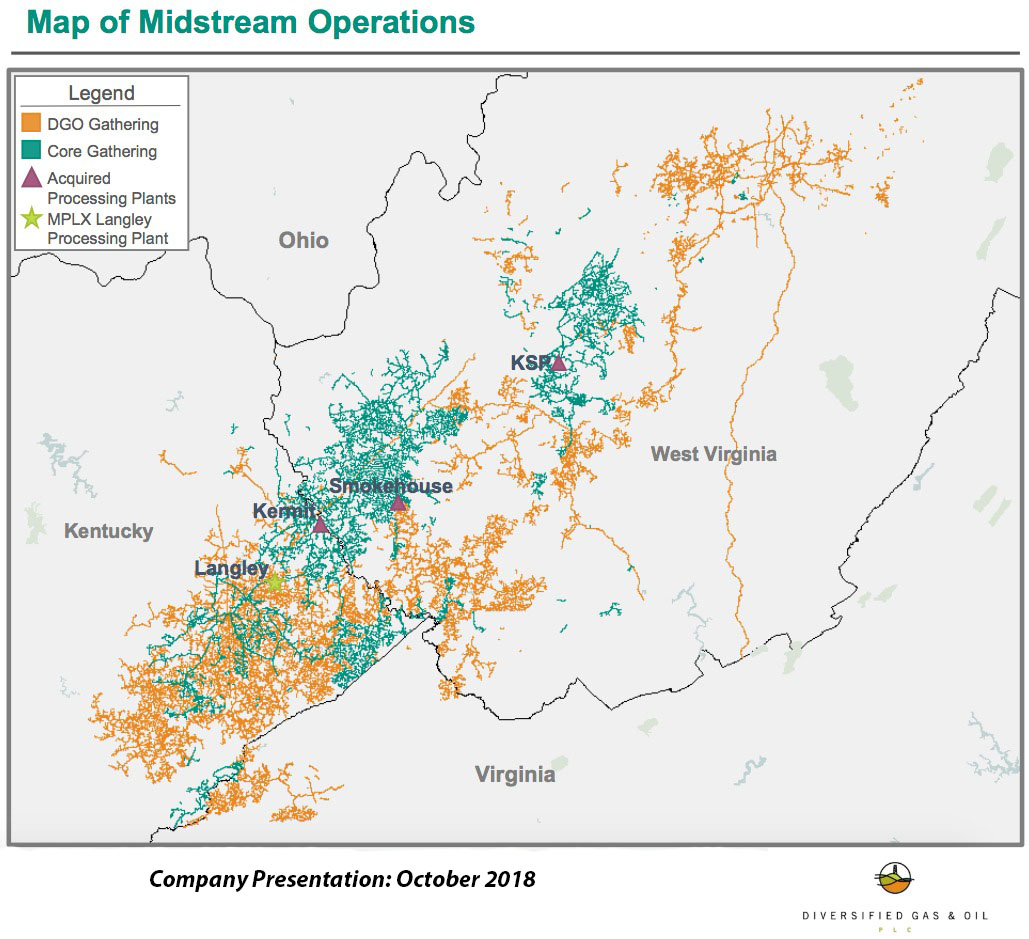 Core Appalachia Acquisition: Map Of Midstream Operations (Source: Diversified Gas & Oil Plc)