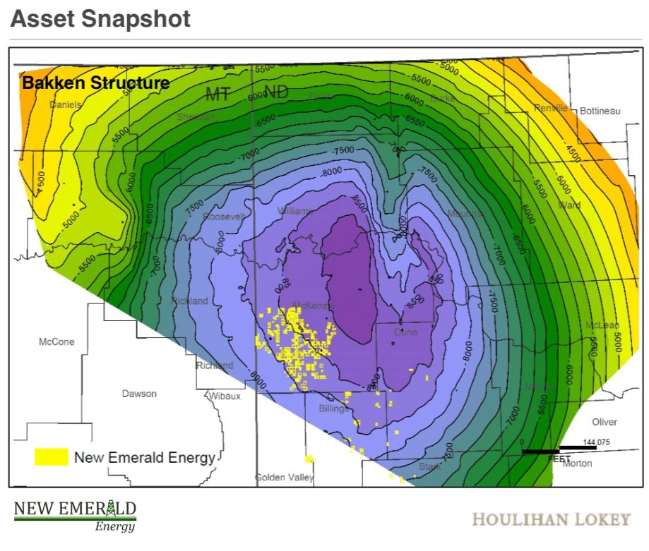 New Emerald Energy Bakken Asset Map (Source: Houlihan Lokey Capital Inc.)