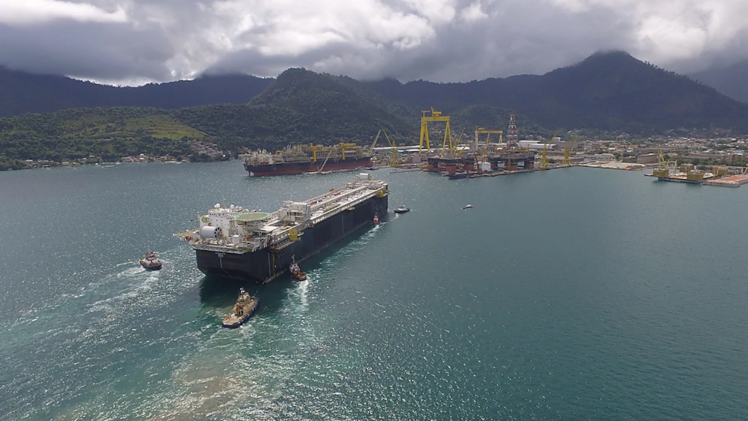 Operated by Petrobras, the FPSO P-69 is a standardized production vessel offshore Brazil with a capacity for 150,000 barrels of oil and 6 million cubic feet of natural gas a day. (Source: Royal Dutch Shell Plc)