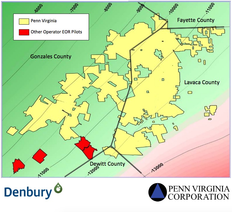 Penn Virginia Eagle Ford Asset Map (Source: Denbury Resources Inc./Penn Virginia Corp.)