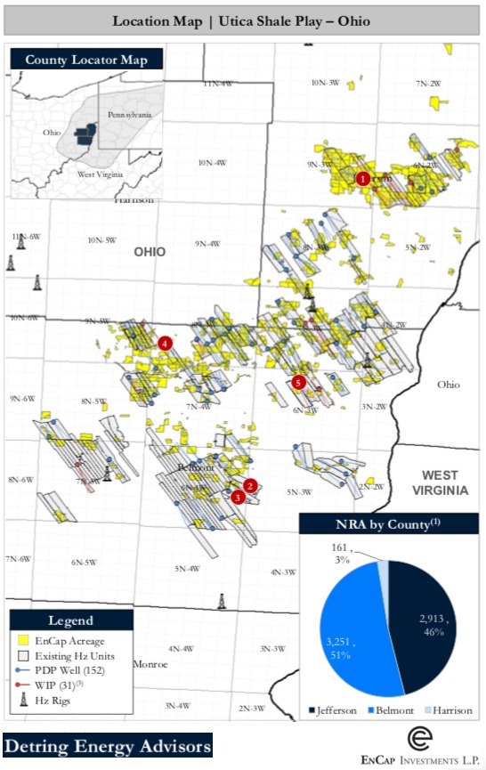 EnCap Investments Core Utica ORRI Asset Map (Source: Detring Energy Advisors)