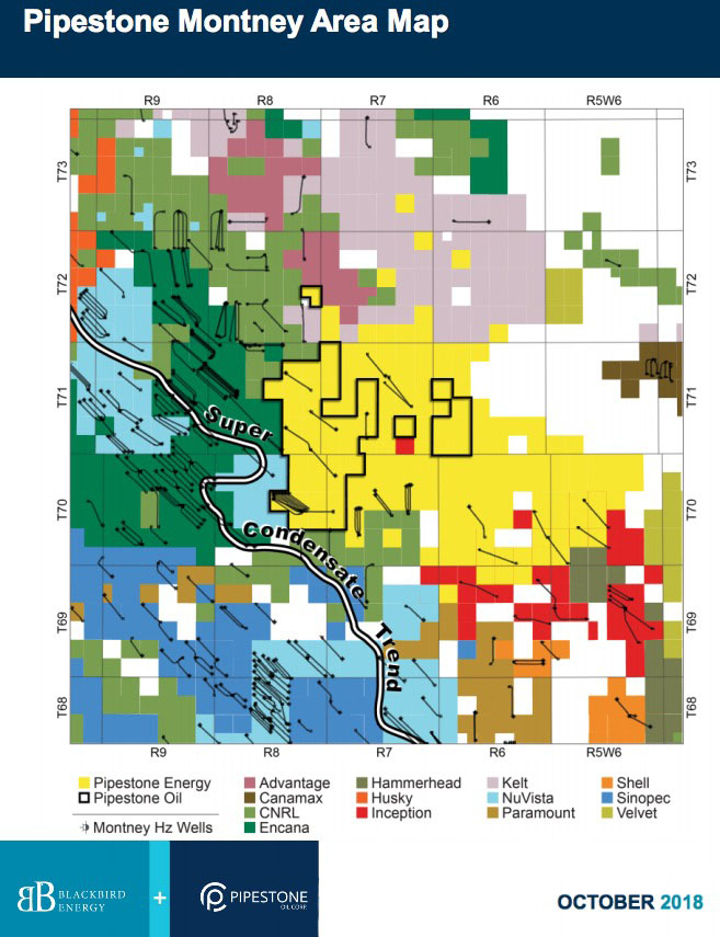 Pipestone Energy Montney Area Map (Source: Blackbird Energy Inc./Pipestone Oil Corp.)
