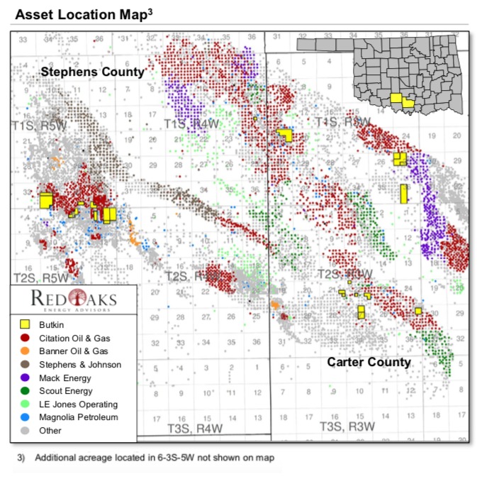 Butkin Oil Operated Conventional Oklahoma Asset Map (Source: RedOaks Energy Advisors LLC)