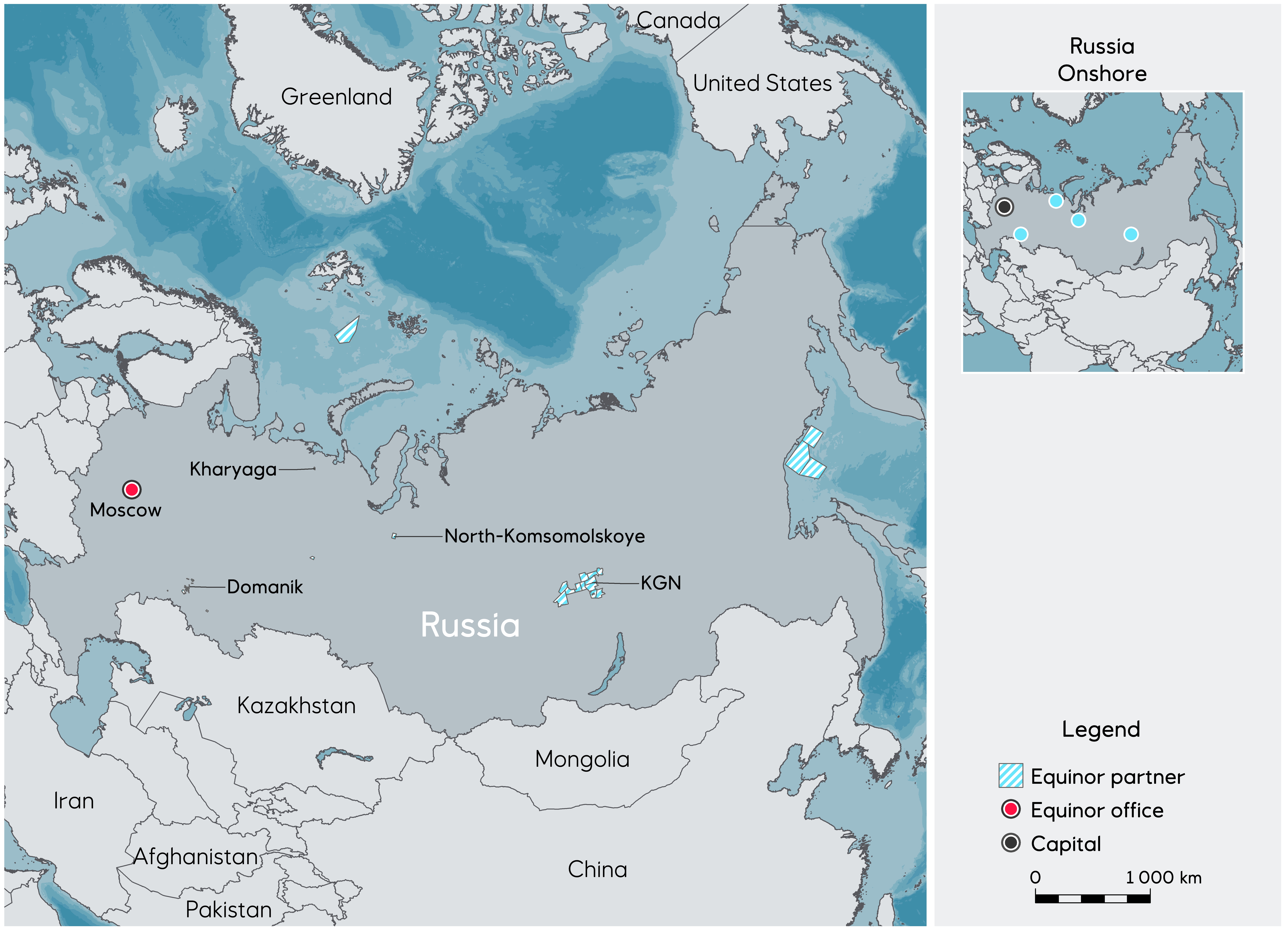 Map of Equinor Licenses in Russia