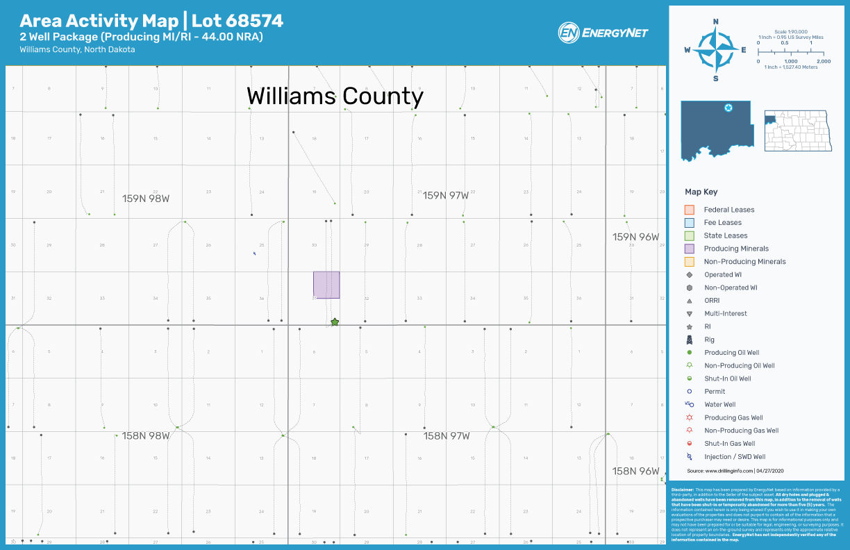 Williams County, N.D. Caddo Minerals Map