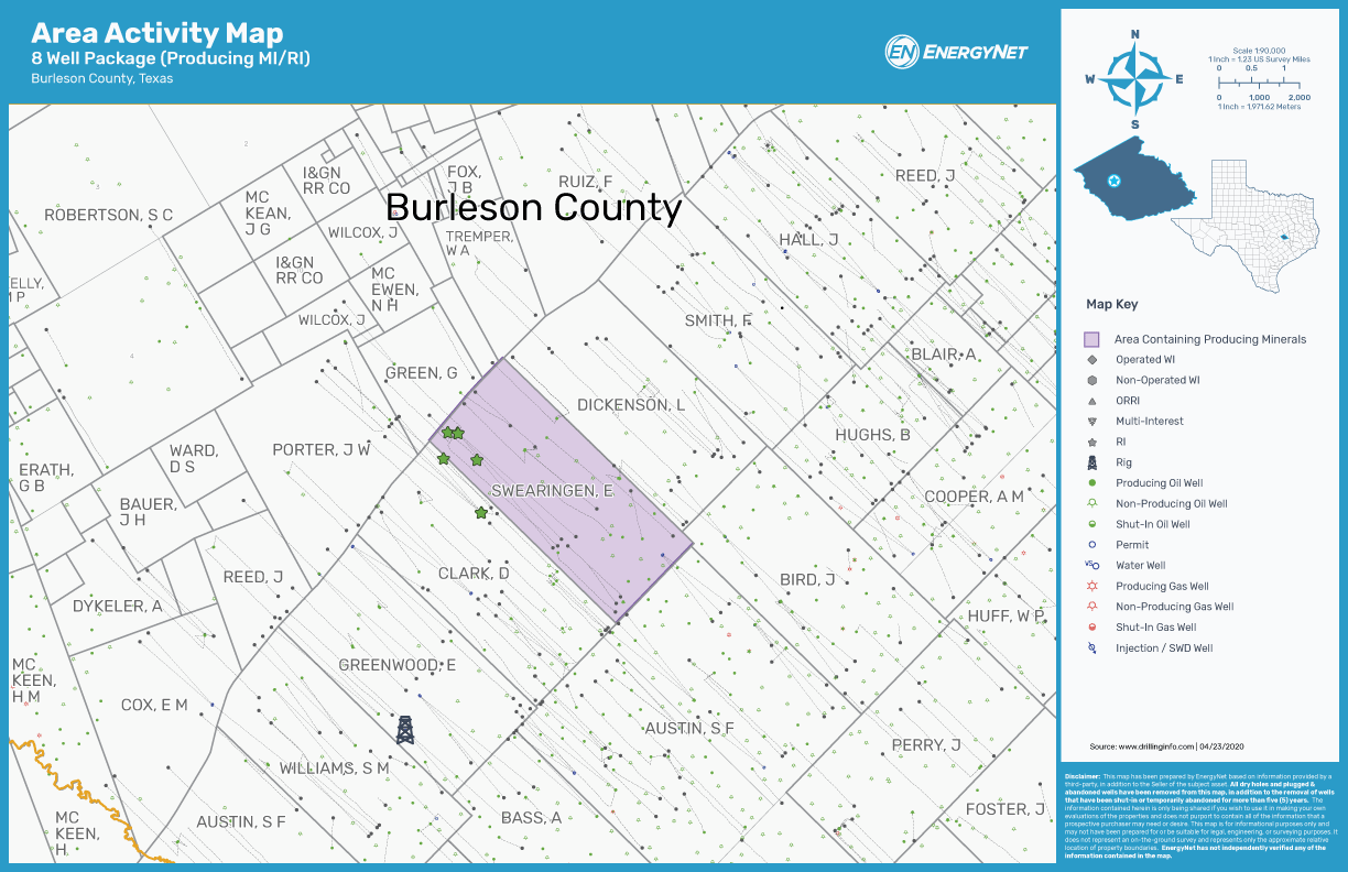 Burleson County, Texas Caddo Minerals Map