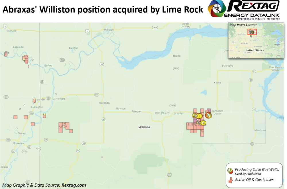 Abraxas Petroleum Williston Basin Position Acquired by Lime Rock Resources Rextag Data Map