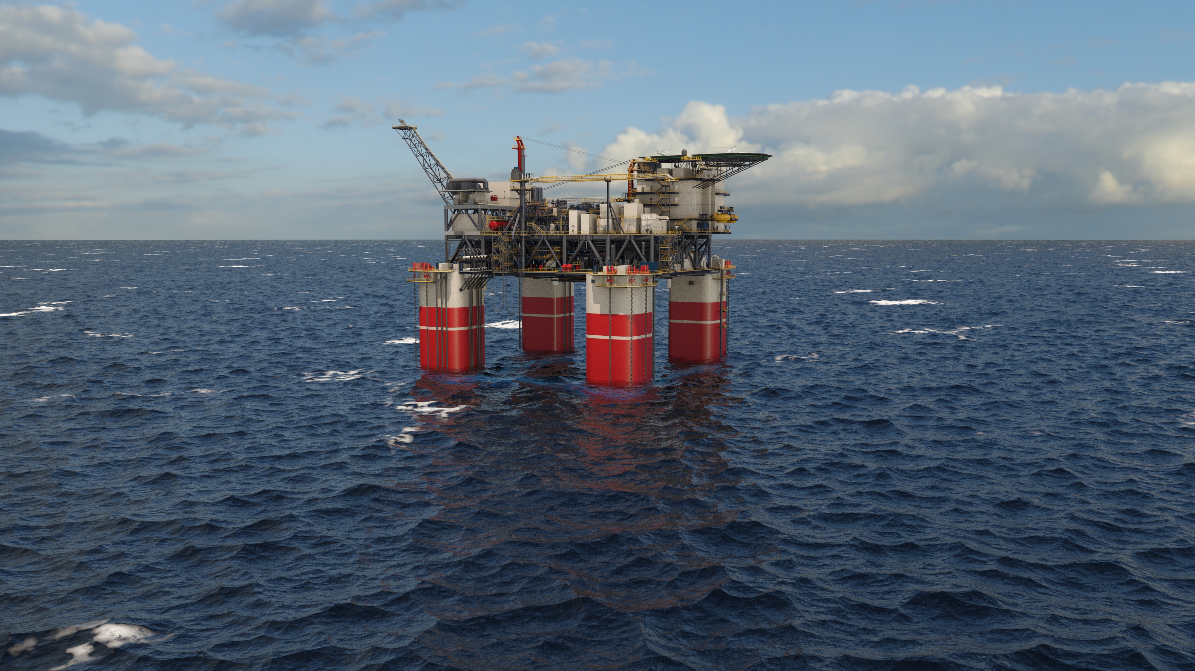A 3D rendering depicts the Anchor FPU that is planned for the Chevron-operated Anchor Field in the Gulf of Mexico. (Source: Wood)