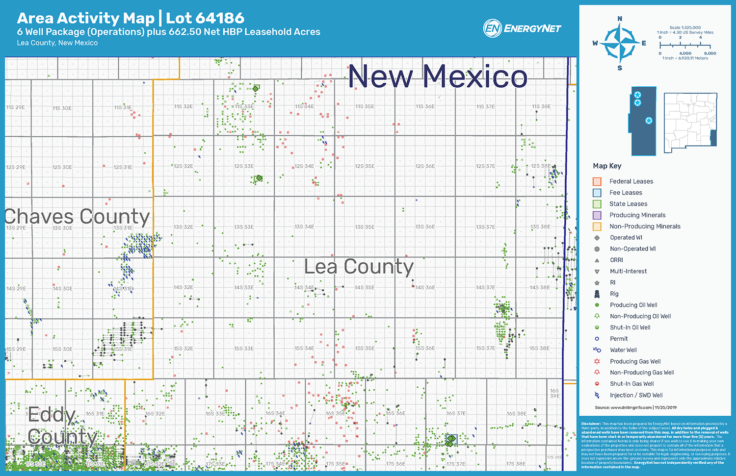 BASA Resources Operated Assets, HBP Leasehold Asset Map, Lea County, New Mexico (Source: EnergyNet)