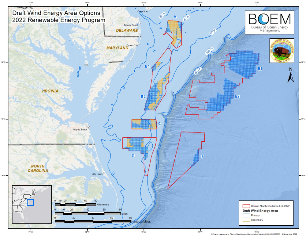 BOEM Draft Atlantic Wind Energy Areas Map