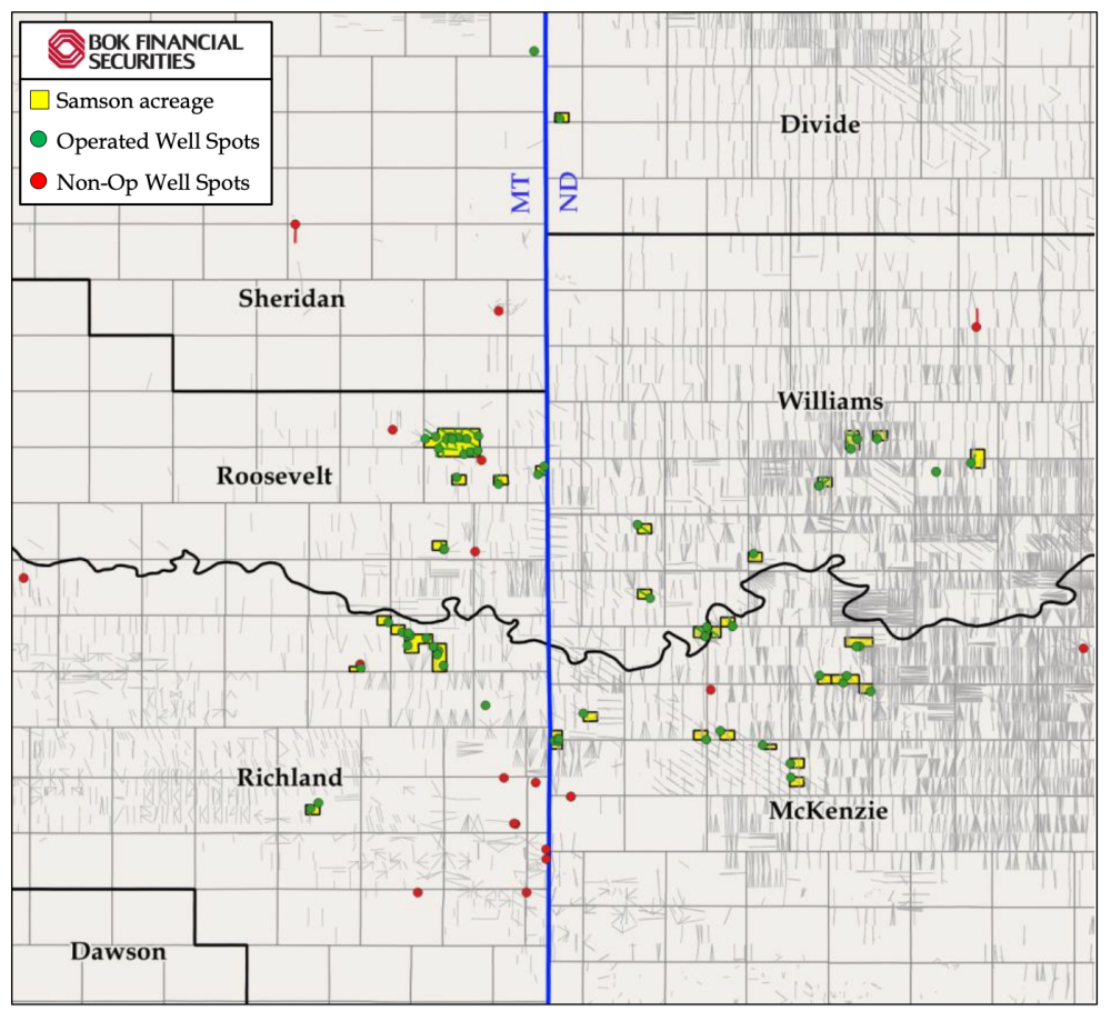 BOK Financial Securities Marketed Map - Samson Oil and Gas Williston Basin Acquisition Opportunity