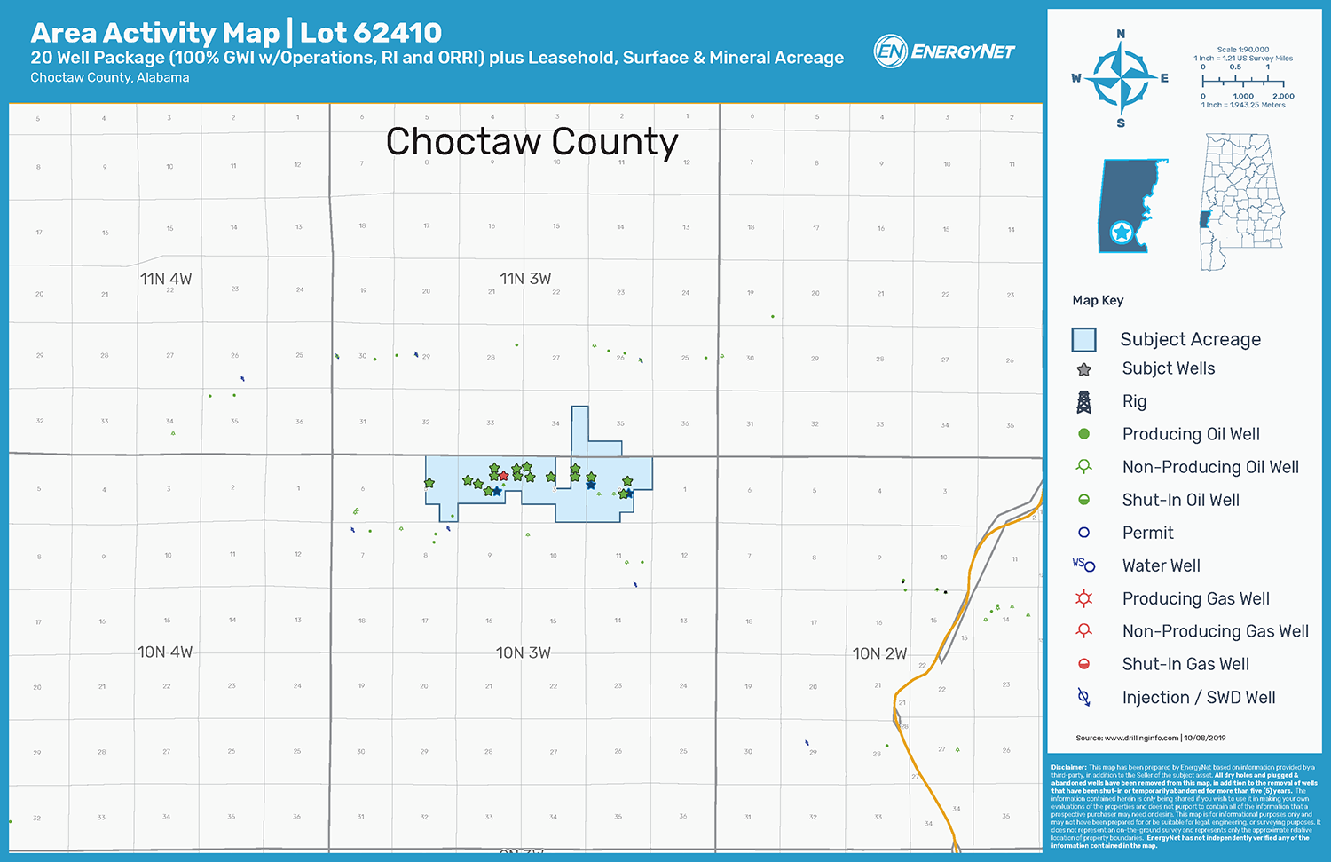 Block T Operating Alabama Asset Map, Choctaw County (Source: EnergyNet)