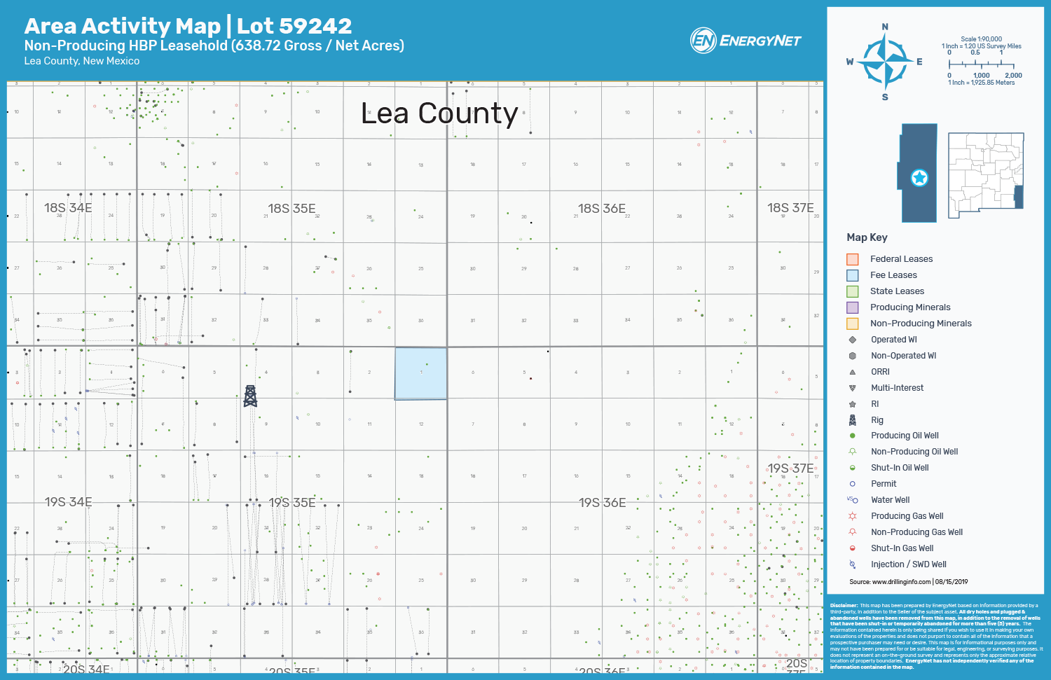 Brollier Enterprises Non-Producing Permian Leasehold Asset Map, Lea County, New Mexico (Source: EnergyNet)