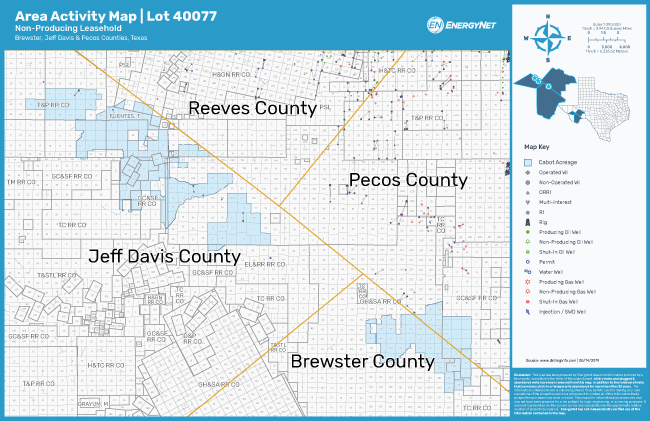 Cabot Oil & Gas West Texas Properties Asset Map (Source: EnergyNet)