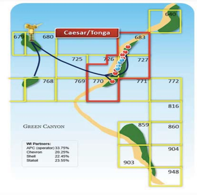 Caesar Tonga Field Gulf Of Mexico Asset Map (Source: Delek Group Ltd.)
