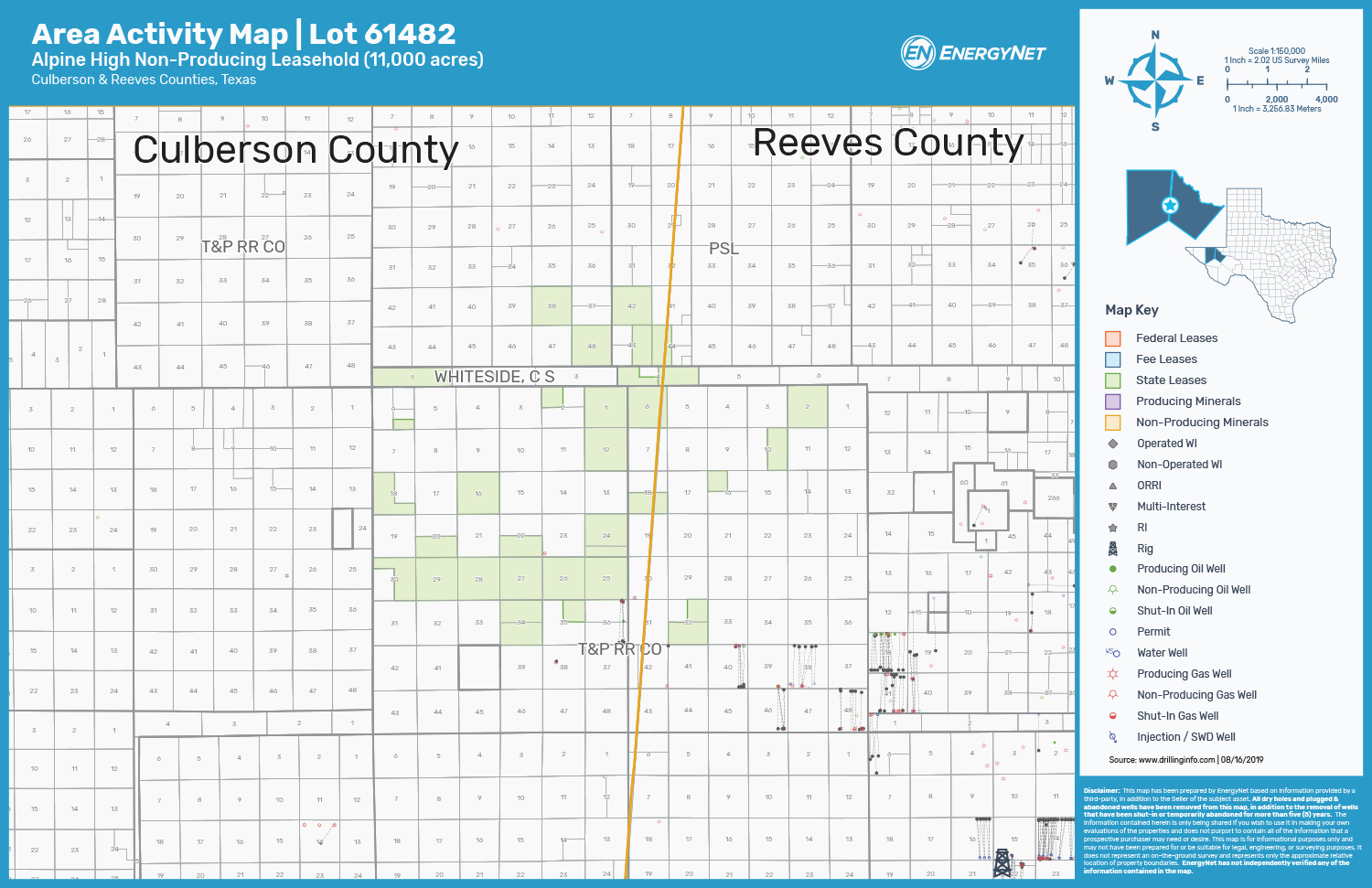 Carrizo Alpine High Leasehold Permian Basin Asset Map Culberson and Reeves counties, Texas (Source: EnergyNet)