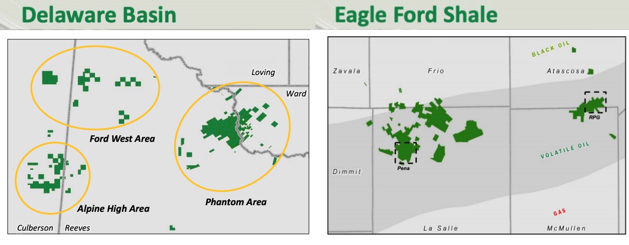 Carrizo Oil & Gas Delaware Basin, Eagle Ford Shale Asset Map (Source: Carrizo Oil & Gas March 2019 Investor Presentation)