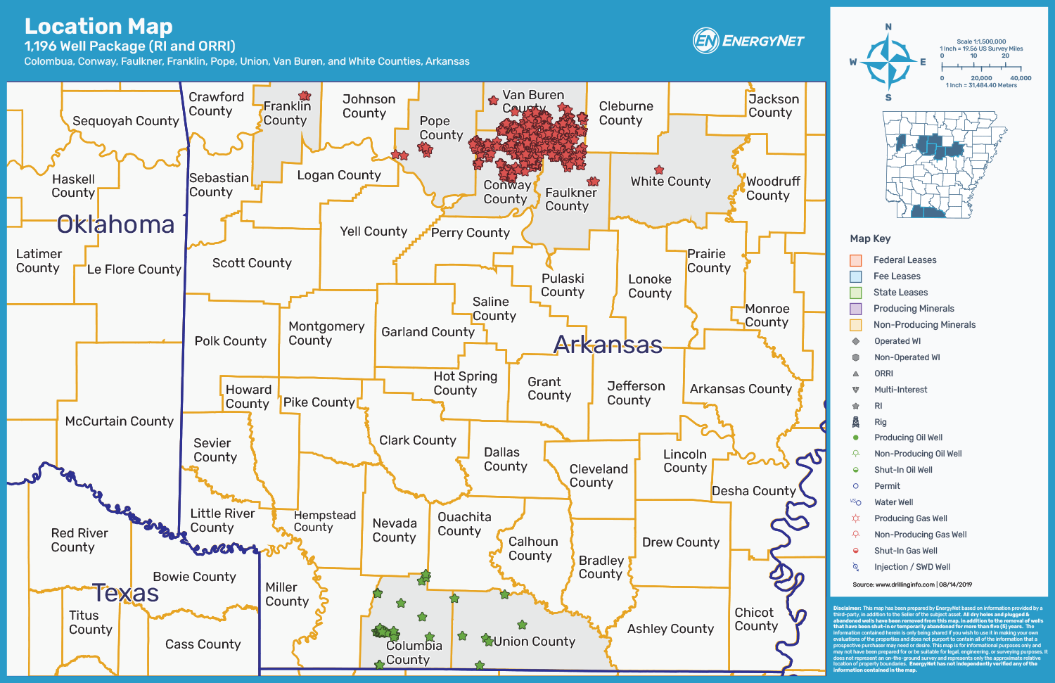 Cascade Acquisition Partners Fayetteville Shale Package Arkansas Asset Map (Source: EnergyNet)