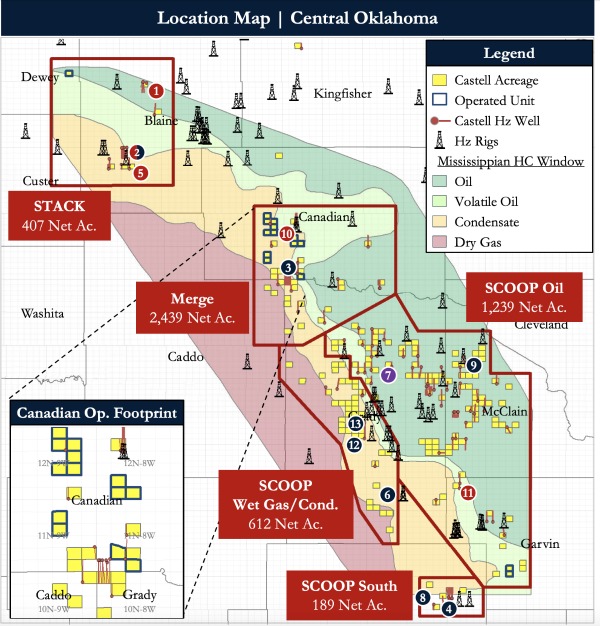 Castell Oil Core Scoop-Merge-Stack Leasehold Asset Map (Source: Detring Energy Advisors)