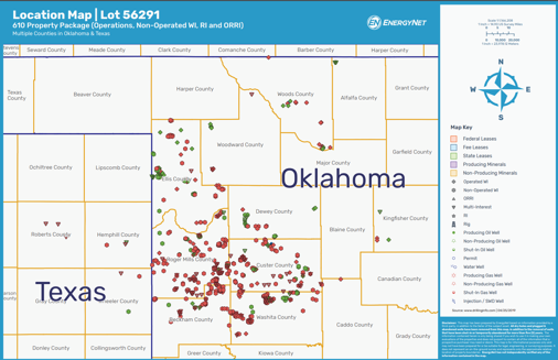 Chaparral Energy Properties Across Western Oklahoma Counties Asset Map (Source: EnergyNet)