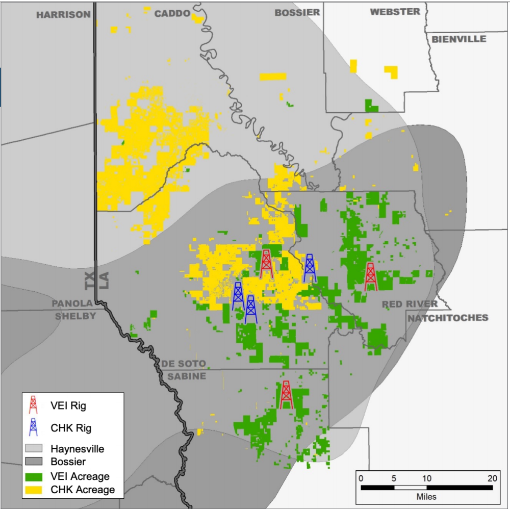 Chesapeake Energy Haynesville Shale Map of Vine Energy Acquisition